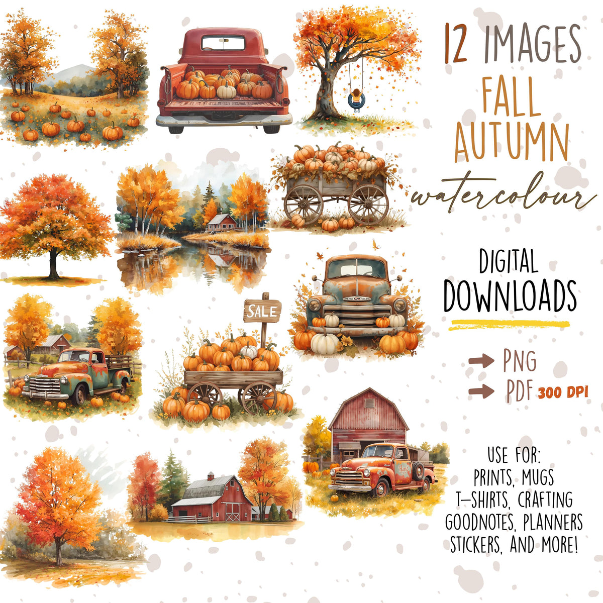 Fall Clipart Bundle: Cozy Autumn PNG Stickers (Digital Download)