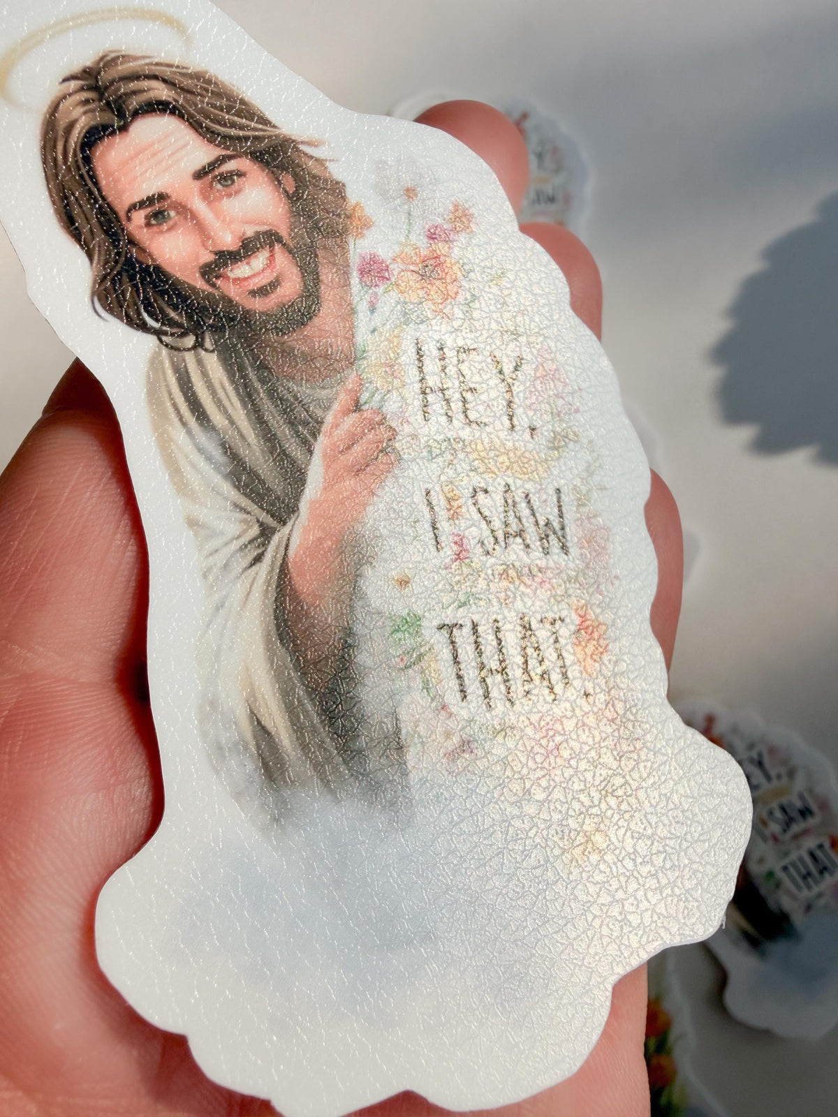 Jesus I Saw That Sticker | Leather Finish Vinyl Decal Laptops, Water Bottle stickers guys