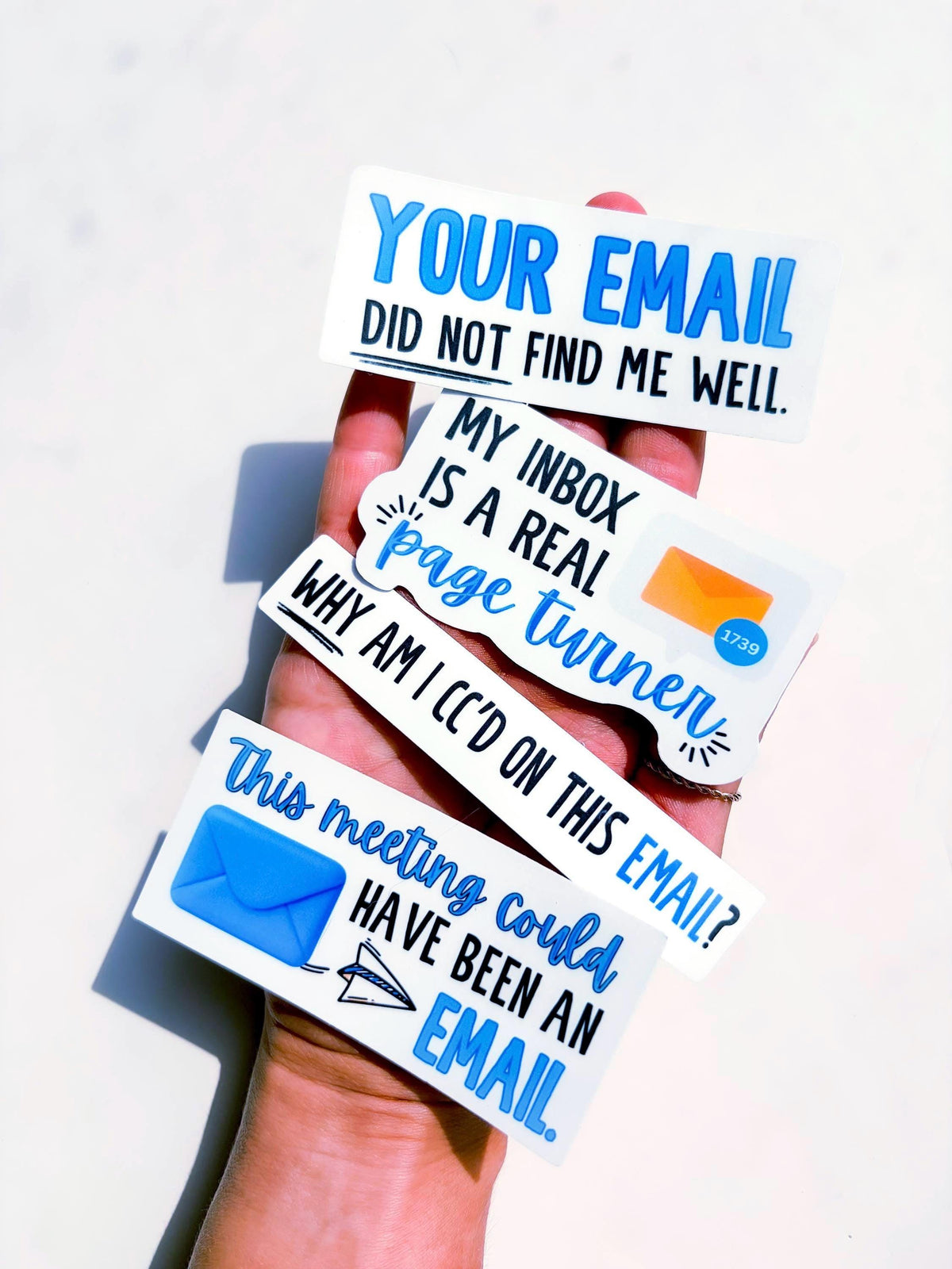 Funny Office Email Stickers (4-Pack), Work Humor Vinyl Decals for Laptops, Water Bottles