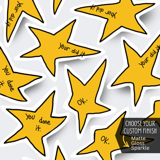 Crooked Star Stickers: "Your Did It", "Ok.", "You Done It" – Funny Meme Decals for laptop stickers funny teacher gift back to school humour