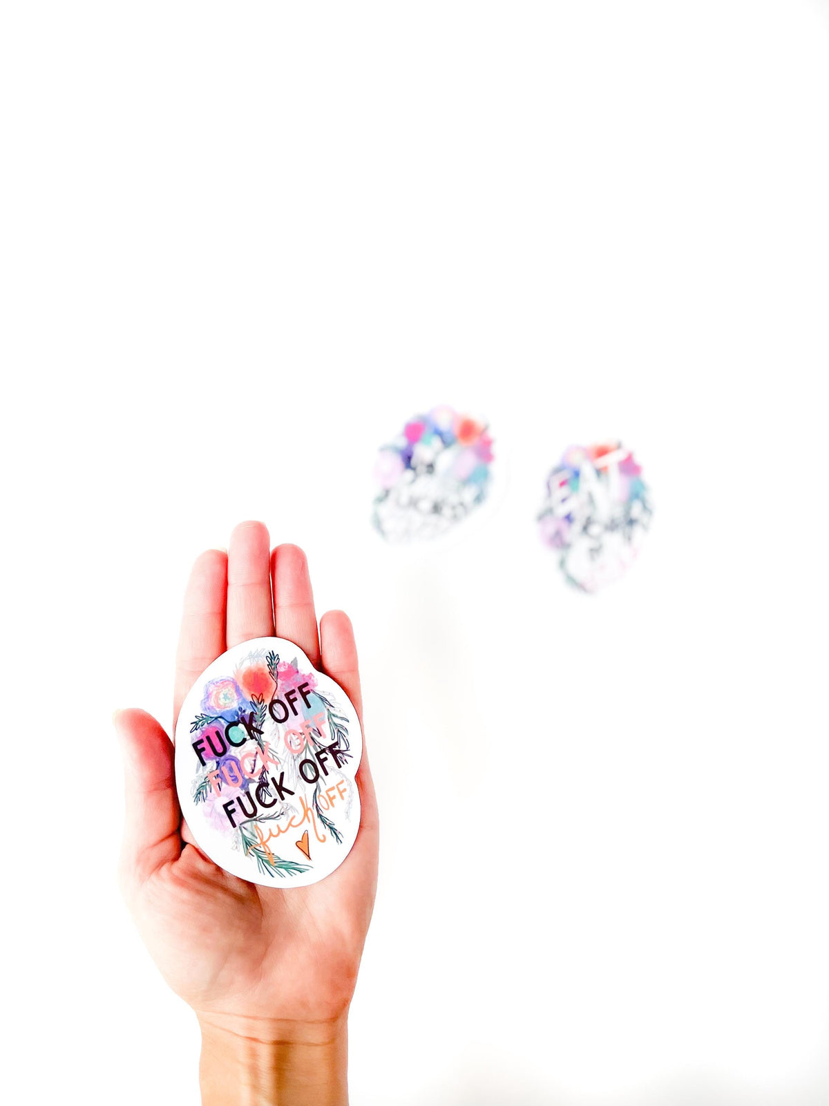Funny swear word Sticker set (3) Floral Swear Word art stickers hand drawn vinyl sticker one of a kind art pretty profanity gifts for friend