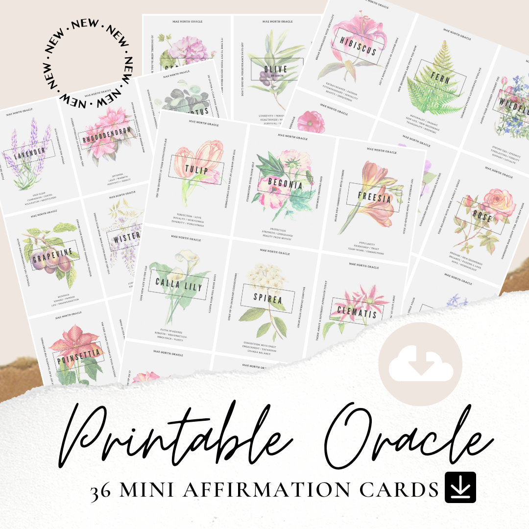 Botanical Oracle Cards – 36 Printable Affirmation Cards (Digital Download)