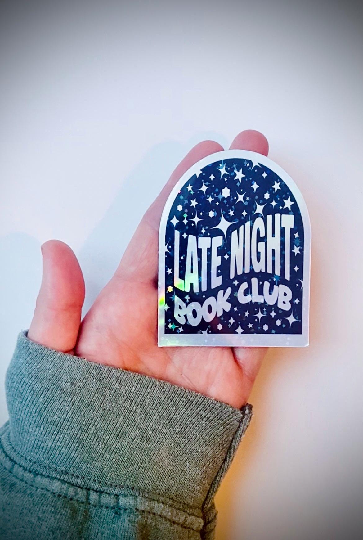 Late Night Book Club Sticker – Holographic Vinyl Decal for Laptops, Kindles