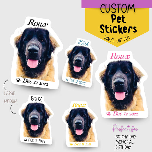 Handmade personalized custom pet portrait sticker, pet memorial gift gotcha day pet gift, personalized dog owner gift, dog lover unique gift