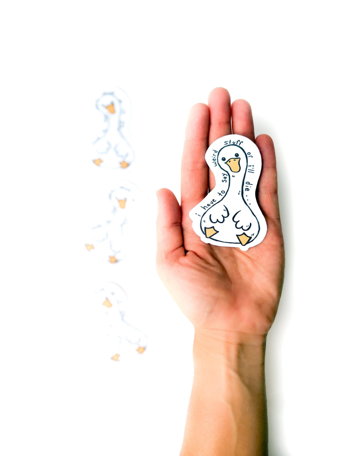 Funny Goose Sticker - “Say weird shit”, Waterproof Vinyl, Linen Finish, Laptop and Waterbottle Decal