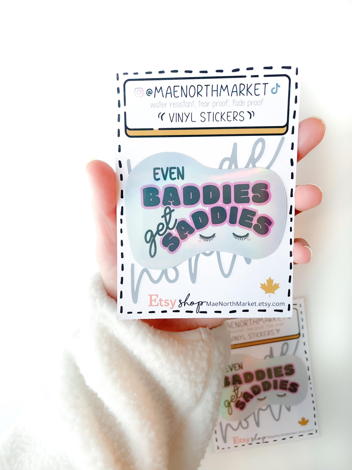 Baddies Get Saddies sticker Holographic Vinyl Sticker, Funny gift trendy shinny waterbottle sticker waterproof bad bitch die cut sticker