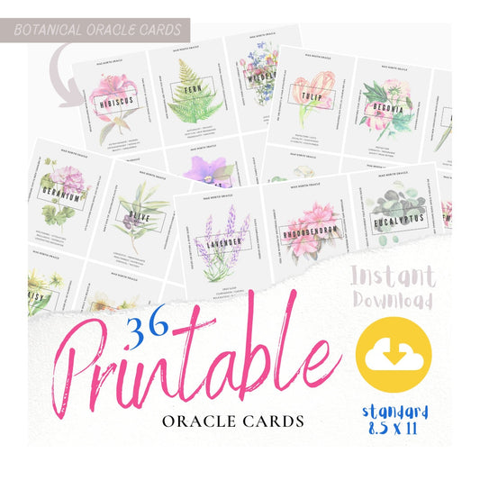Botanical Oracle Cards – 36 Printable Affirmation Cards (Digital Download)