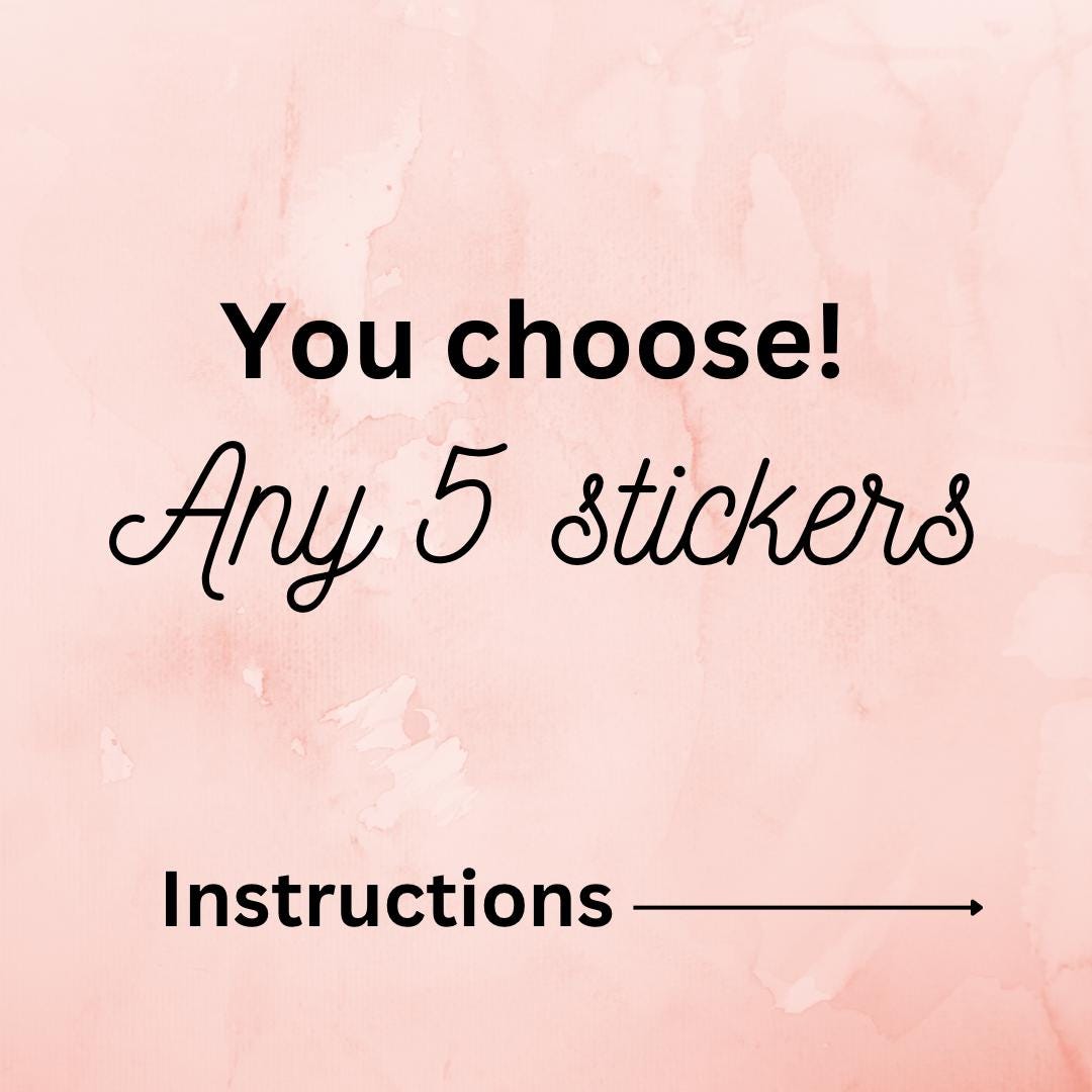 Custom Sticker Bundle Set of 5 Waterproof Vinyl Stickers personalized gift choose your own stickers mix and match gift waterbottle stickers