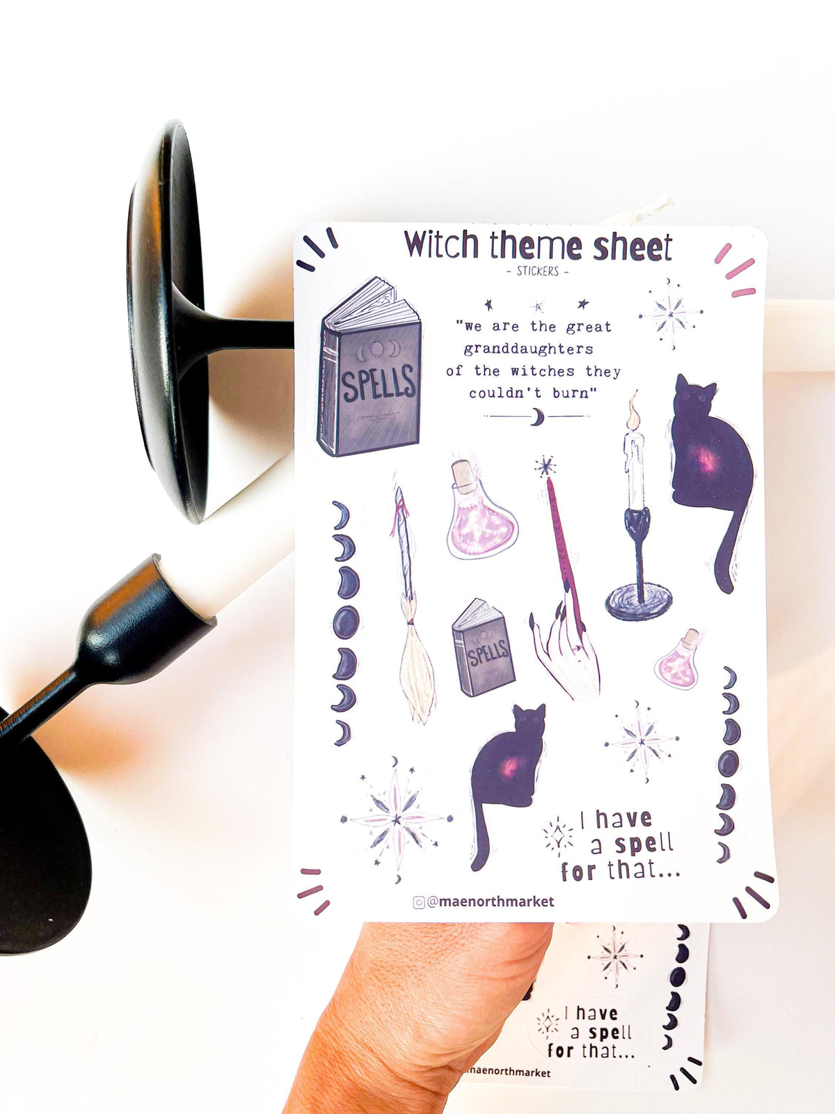 Witch & Black Cat Sticker Sheet | 5 x 7 in