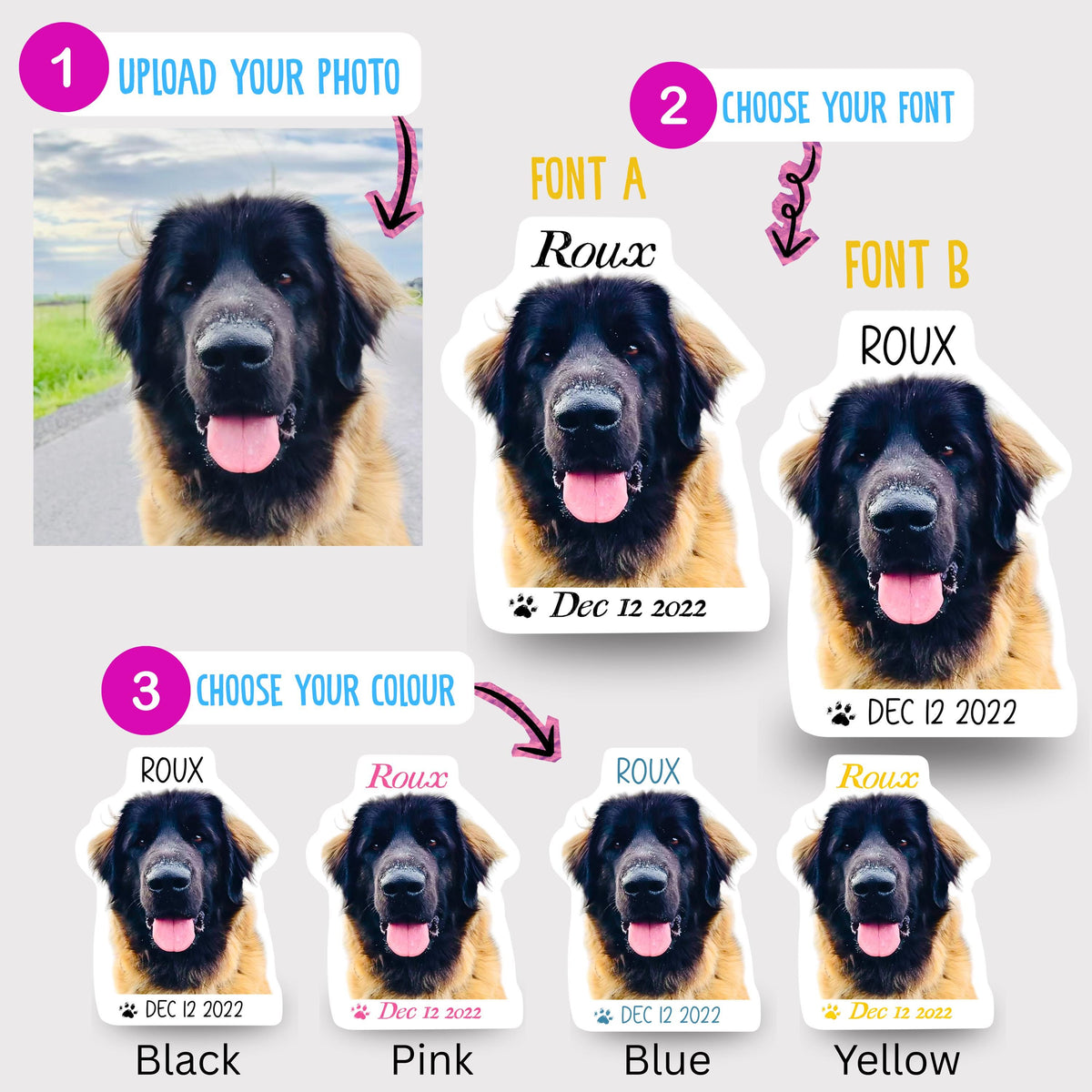 Handmade personalized custom pet portrait sticker, pet memorial gift gotcha day pet gift, personalized dog owner gift, dog lover unique gift