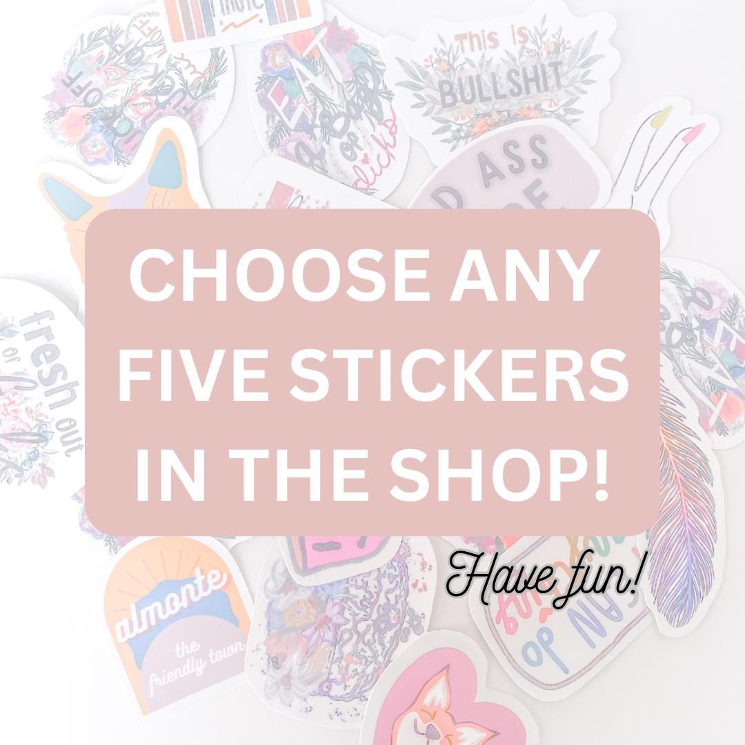 Custom Sticker Bundle Set of 5 Waterproof Vinyl Stickers personalized gift choose your own stickers mix and match gift waterbottle stickers