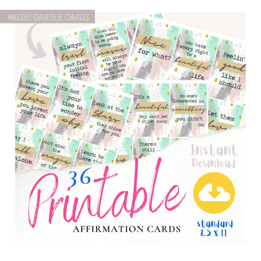 Retro Affirmation Cards | 36 Printable Oracle Cards (PNG Download)