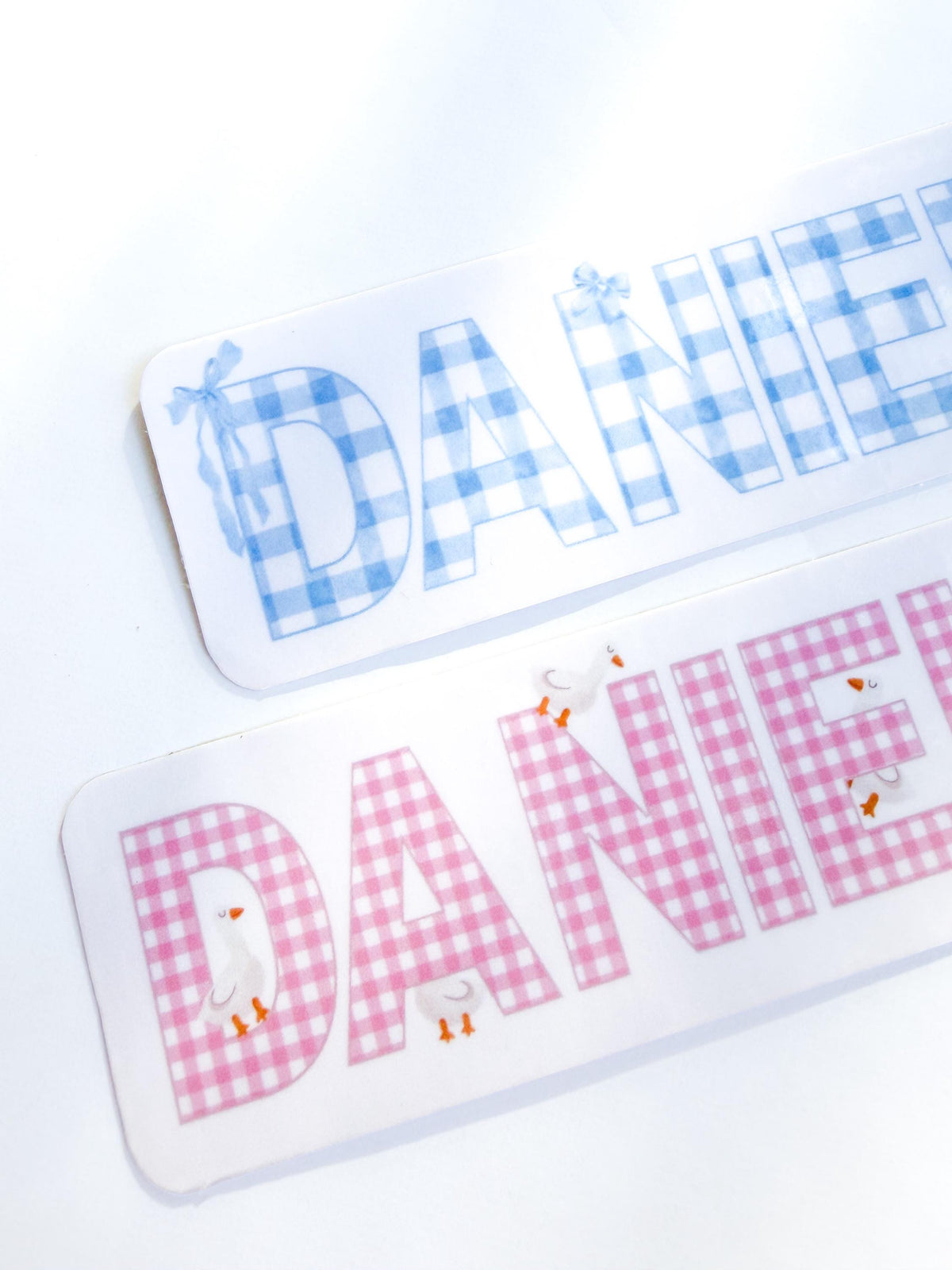 Custom Name Stickers for notebook and water bottle personalized School Supplies first name stickers gingham checkered due cut waterproof