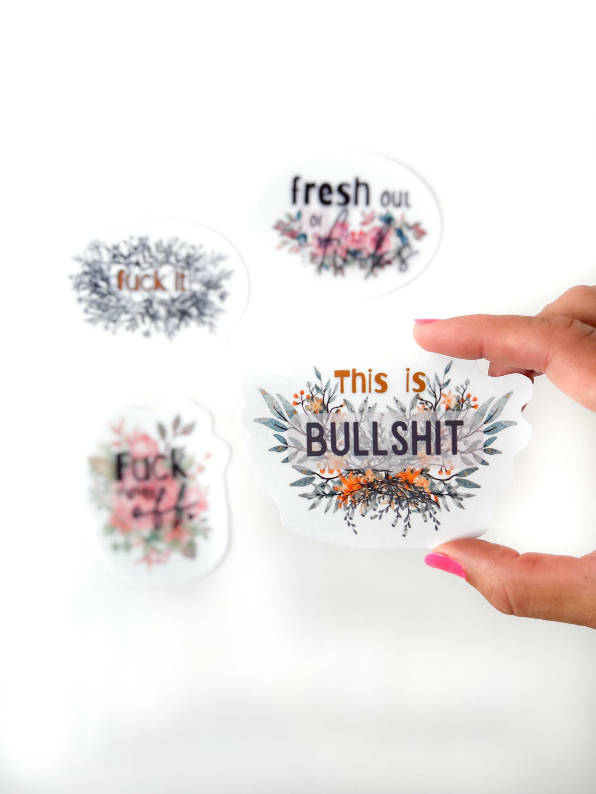 Floral Profanity Sticker Pack | 4 Vinyl Decals