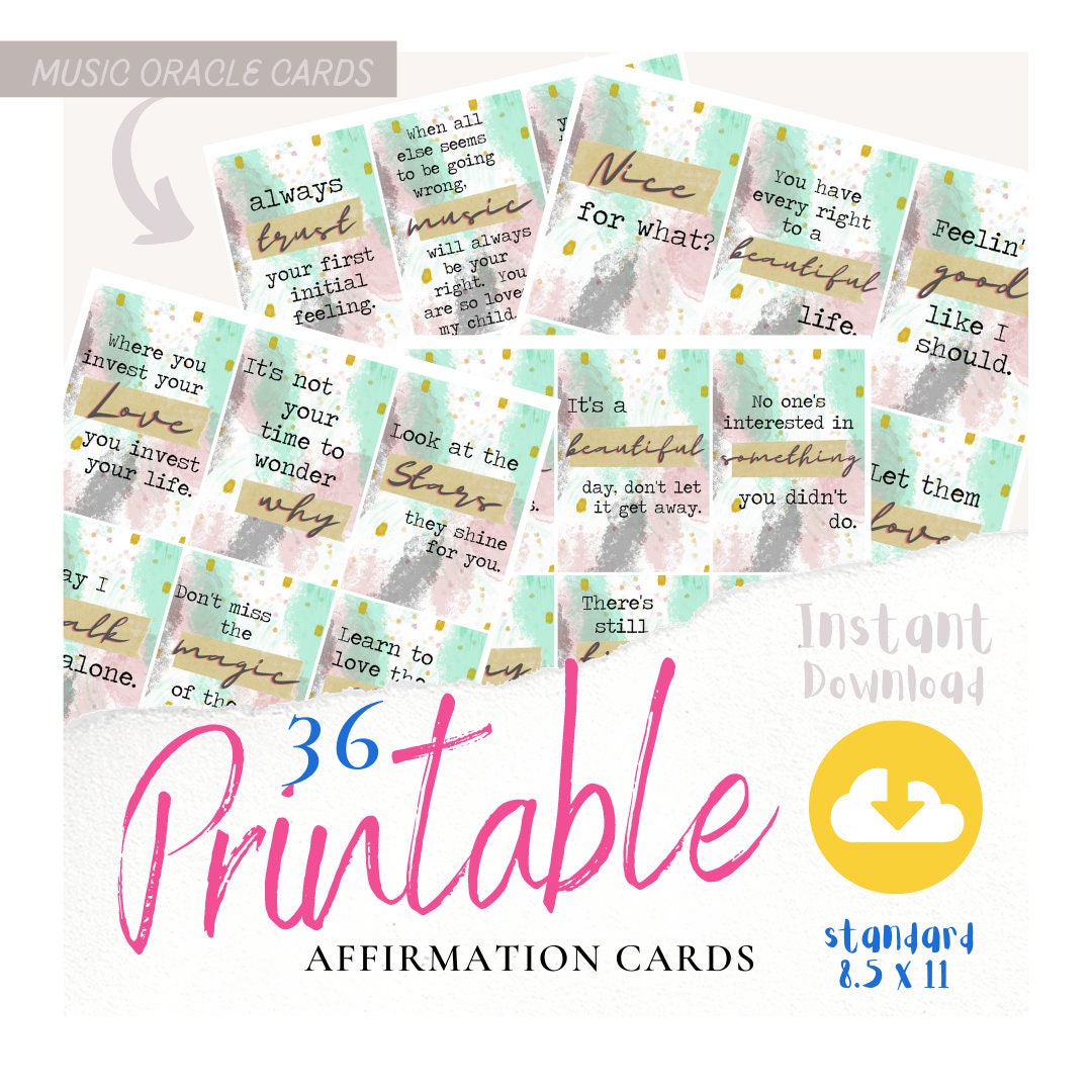Printable Oracle Cards bundle – 264 Cards positive daily affirmation cards, motivational quotes, Instant Download, kids affirmations, tarot