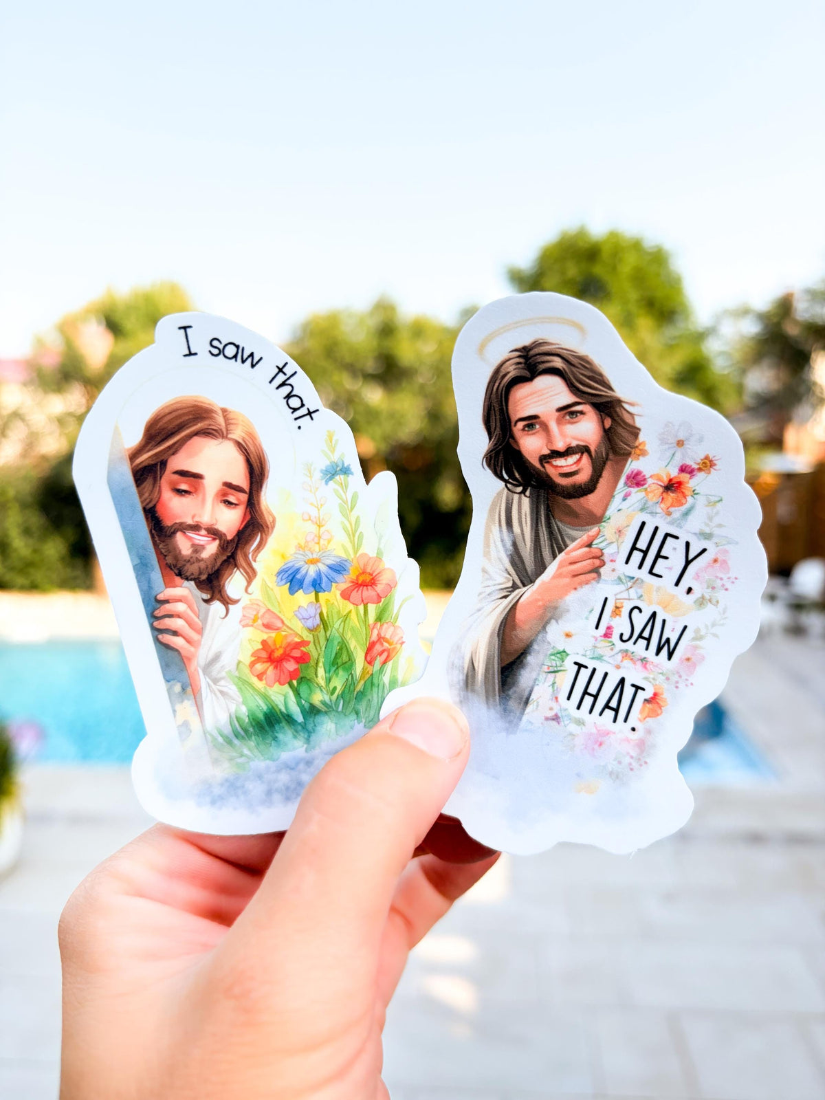 Jesus I Saw That Sticker | Leather Finish Vinyl Decal Laptops, Water Bottle stickers guys
