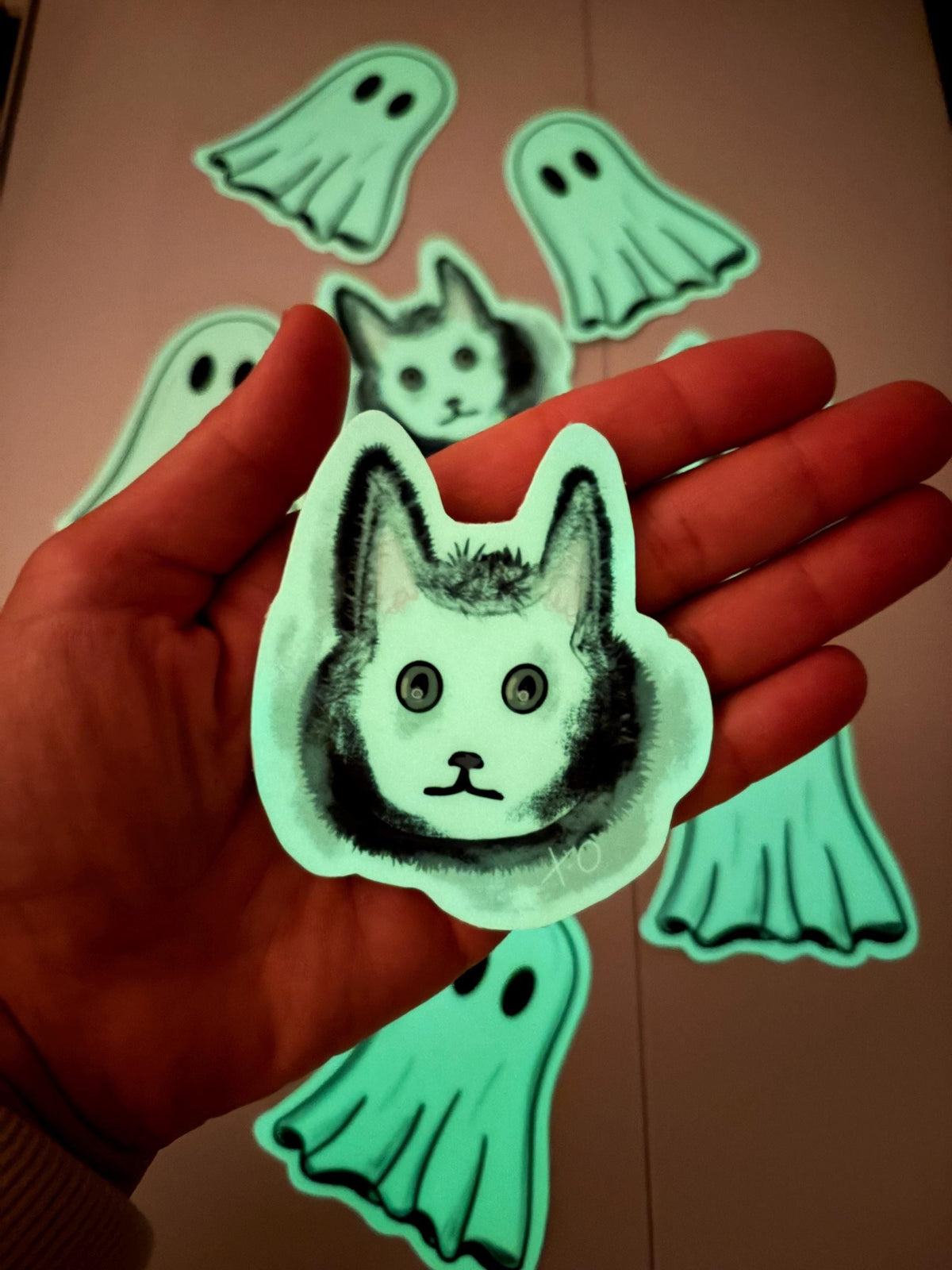 Glow in the Dark Ghost Sticker fantasy animal , glow in the dark stickers for kindle, tablet decor, room wall decal