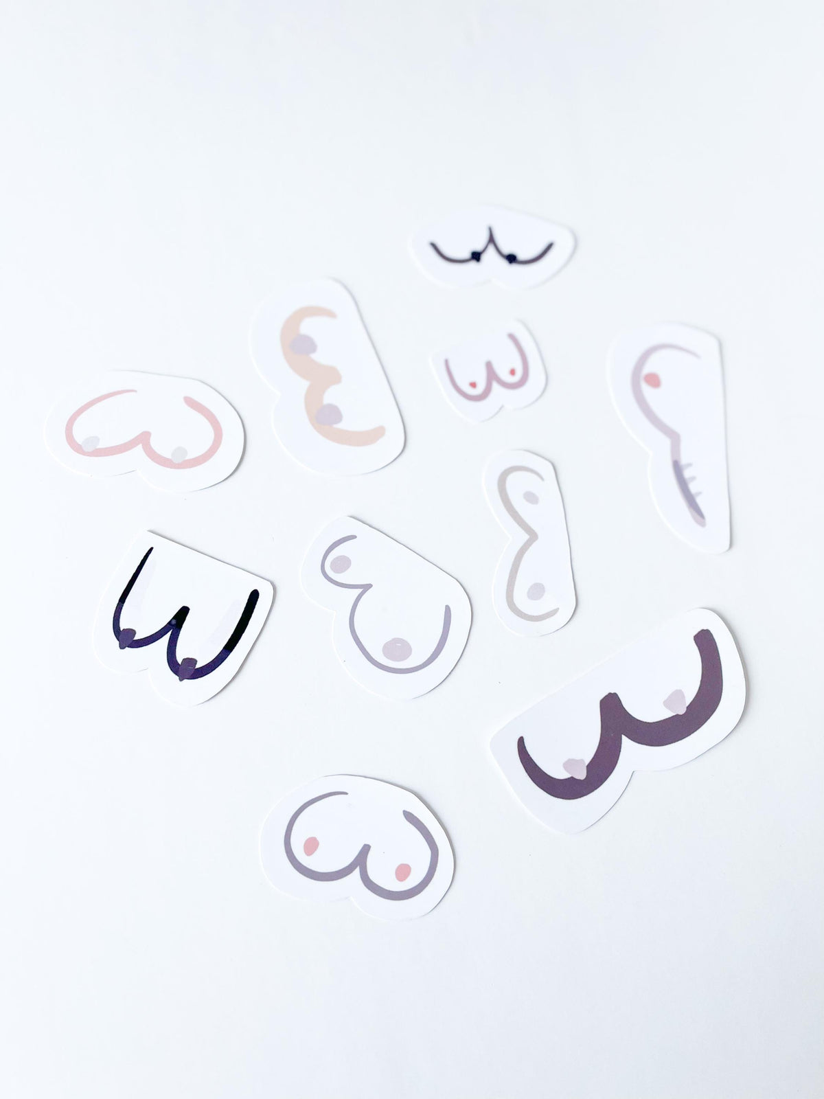 Boob Stickers (10) Body Positive Art sticker Waterproof vinyl decal for waterbottle trendy decor inclusive gift for best friend loot bags