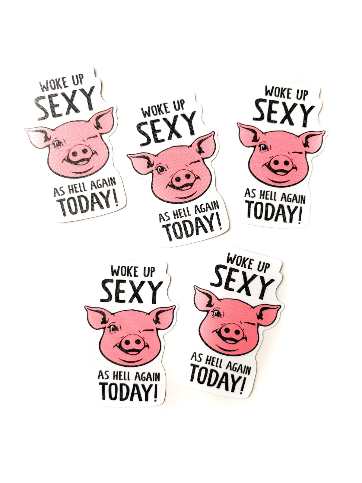 Funny Pig Sticker "Woke Up Sexy As Hell Again Today!" Waterproof Vinyl Sticker Pig pink Laptop Sticker Water Bottle stickers Linen top coat