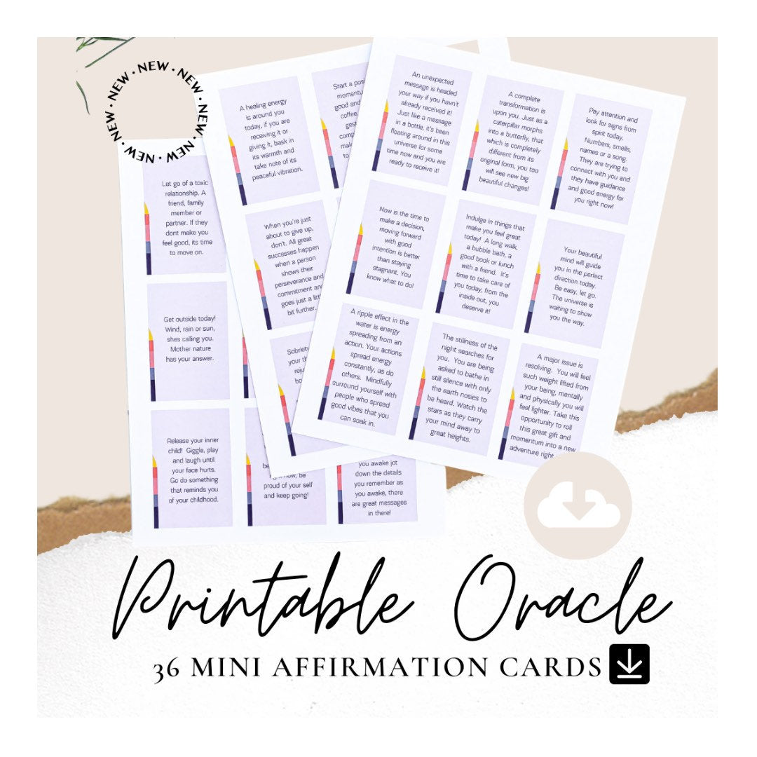 Printable Oracle Card Deck, Affirmation Cards (Digital Download)