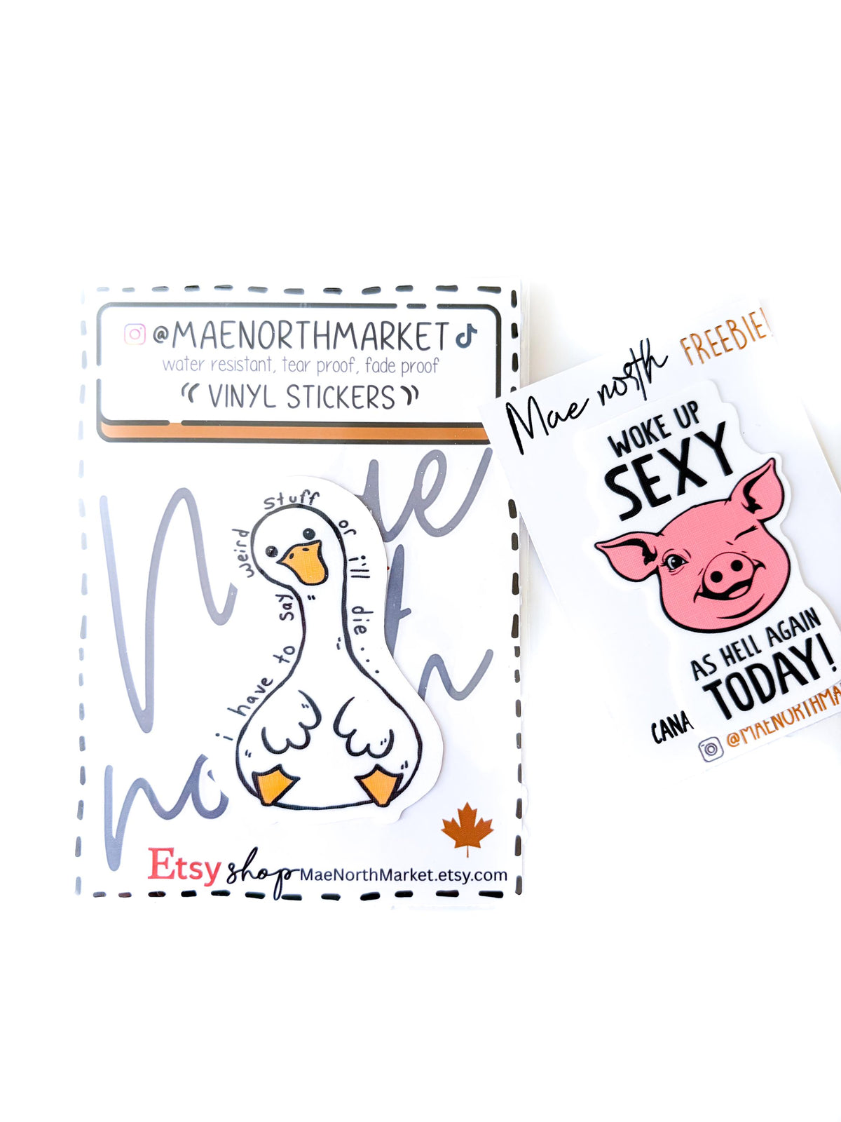 Funny Goose Sticker - “Say weird shit”, Waterproof Vinyl, Linen Finish, Laptop and Waterbottle Decal