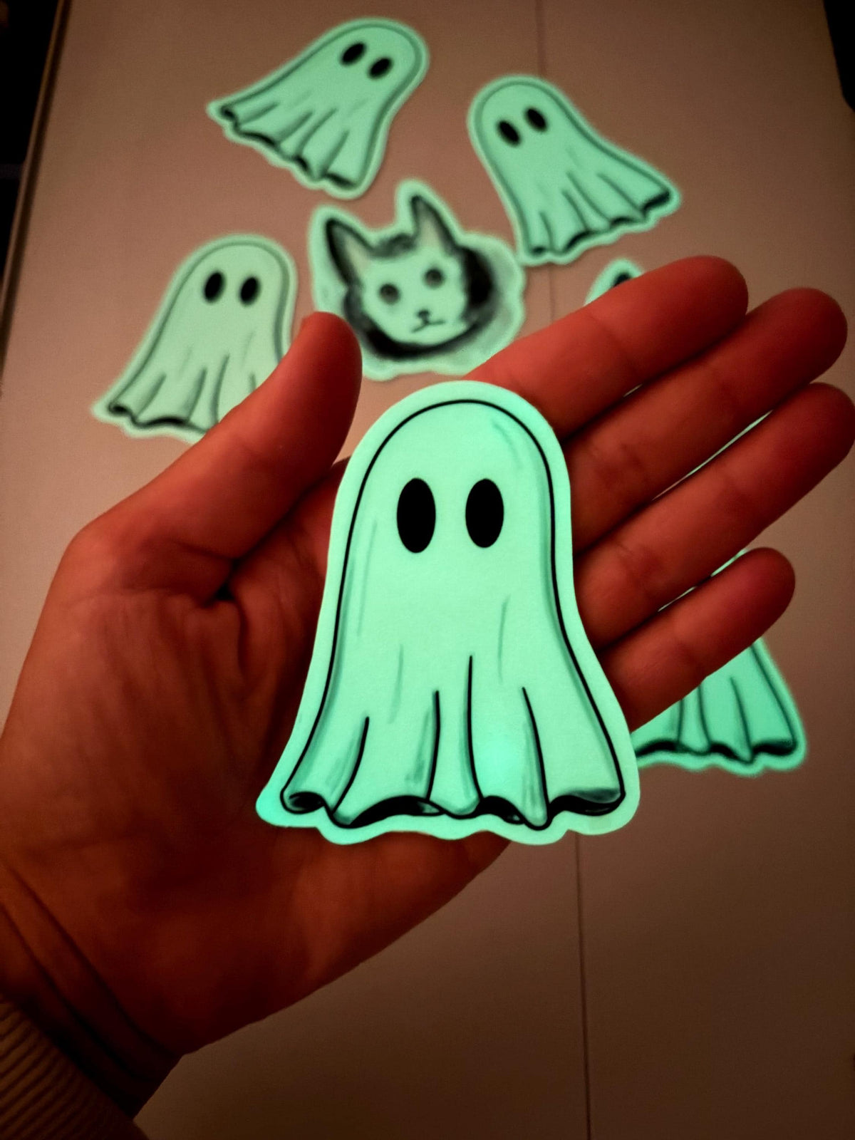 Glow in the Dark Ghost Sticker fantasy animal , glow in the dark stickers for kindle, tablet decor, room wall decal