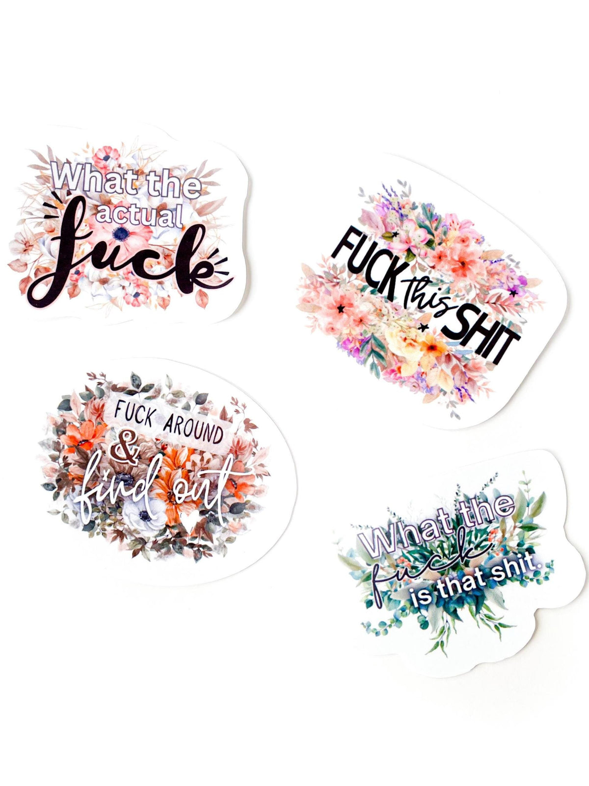 Floral Profanity Sticker Set | 4 Vinyl Decals