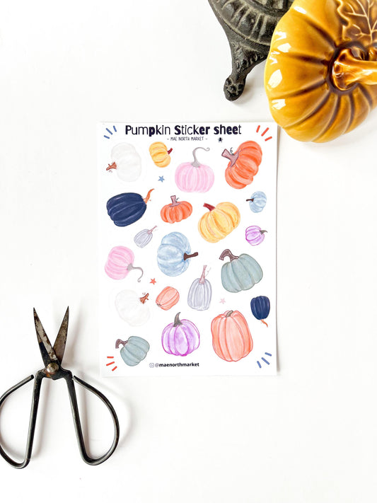 Fall Pumpkin Sticker Sheet: Vinyl Planner Stickers for kindle decor fall gifts fall asthetic pumpkin crafts for junk journal autumn stickers