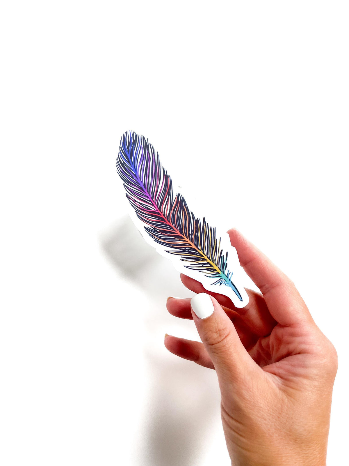 Rainbow Feather Glossy Vinyl Sticker