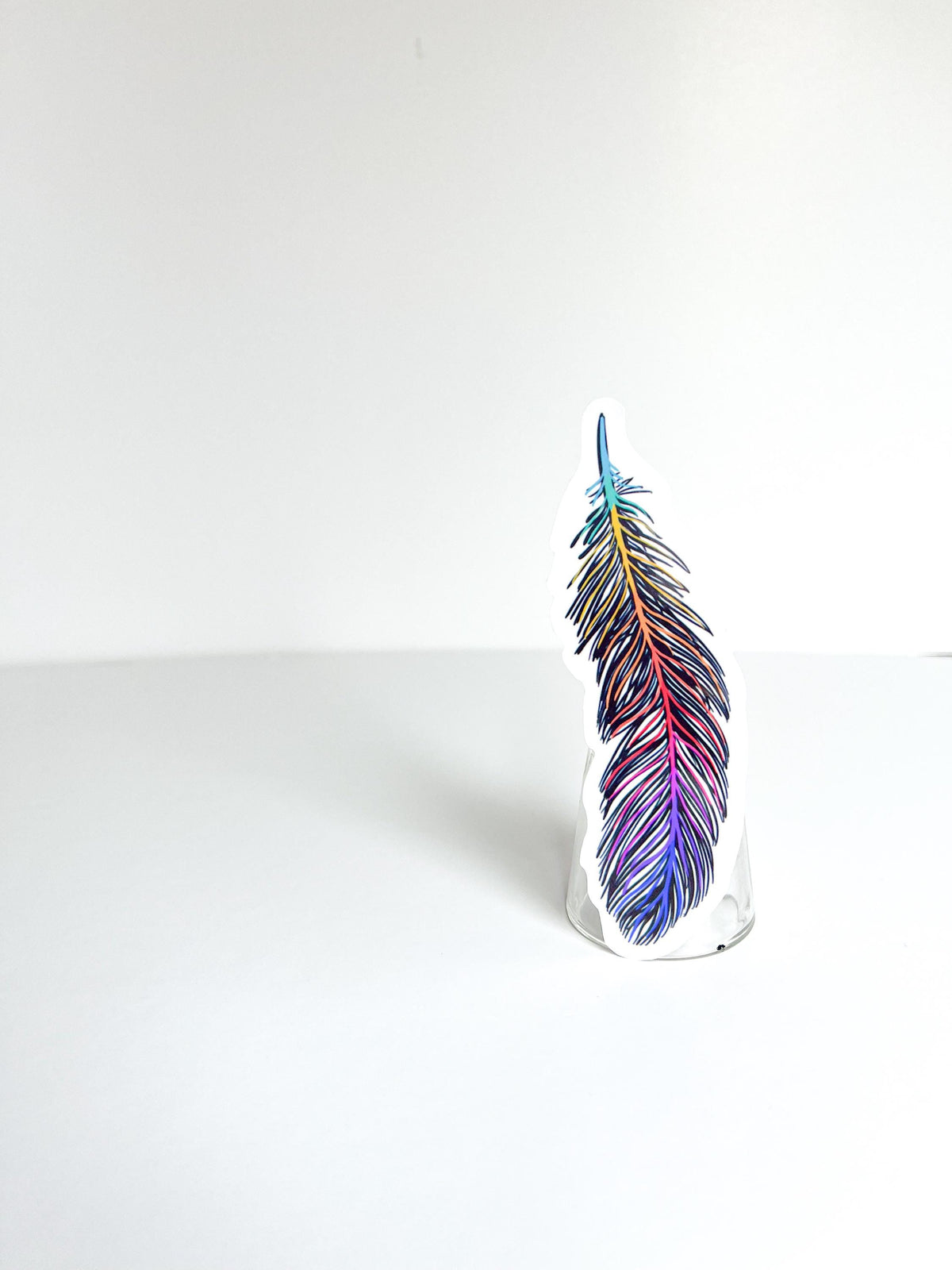 Rainbow Feather Glossy Vinyl Sticker