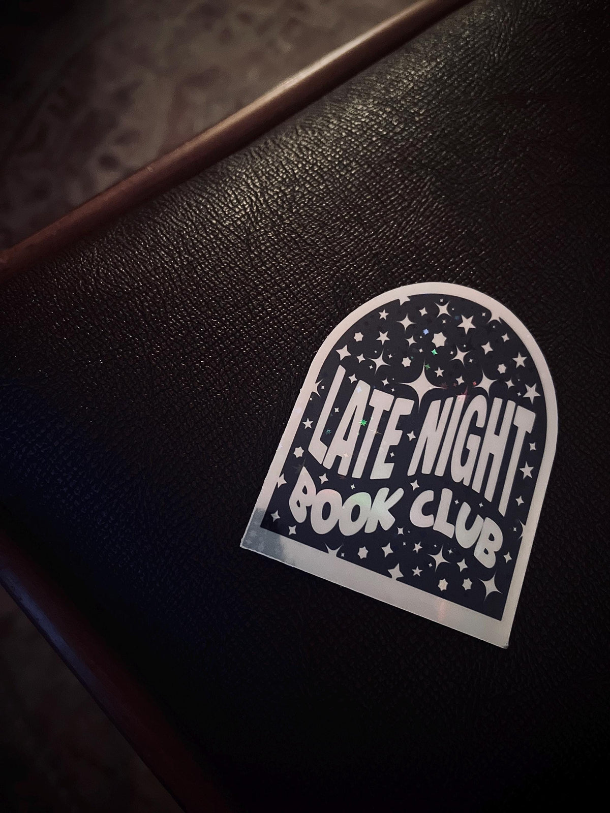 Late Night Book Club Sticker – Holographic Vinyl Decal for Laptops, Kindles