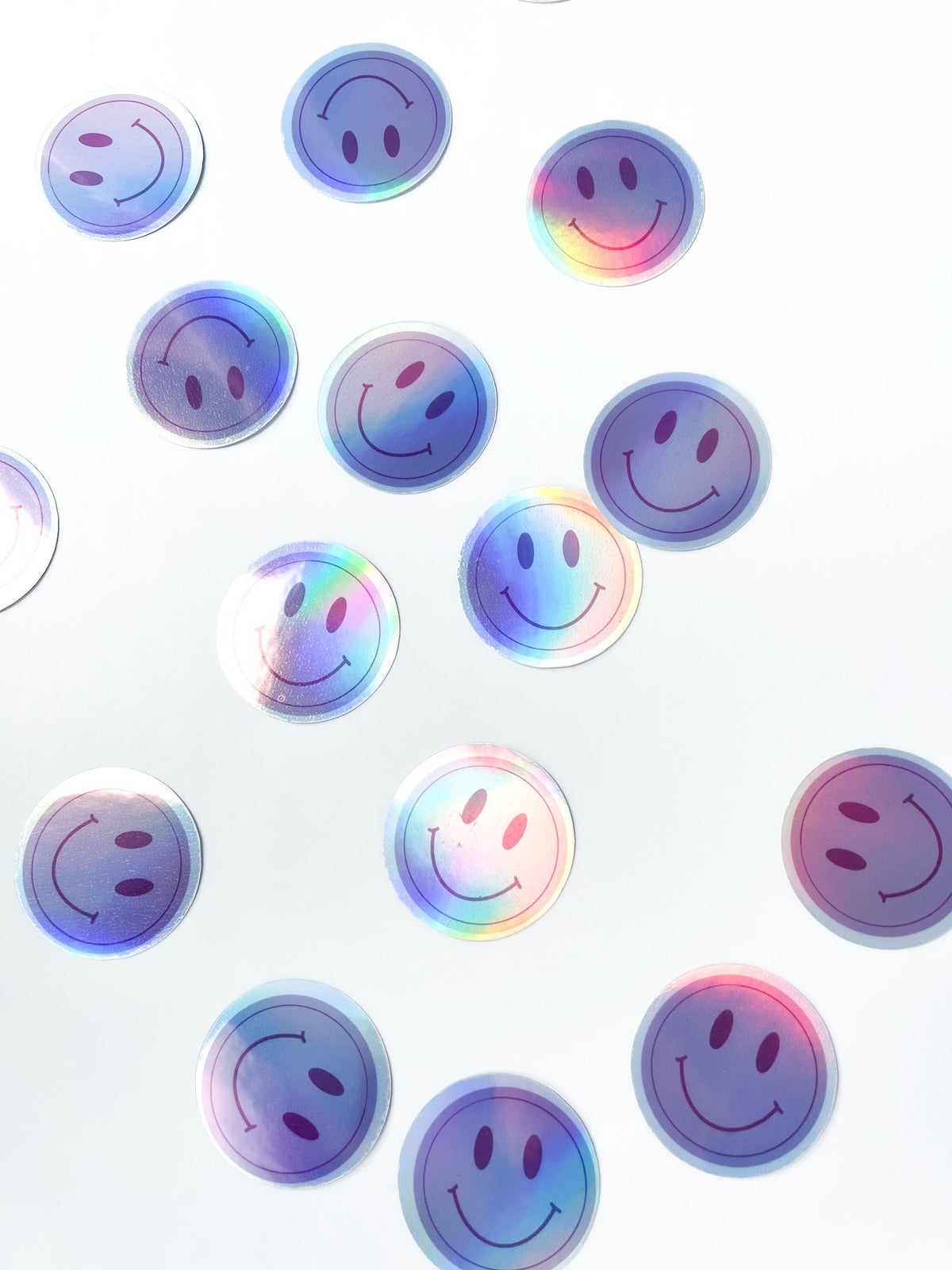 Holographic Smiley Face Sticker Set, Waterproof Vinyl Decals