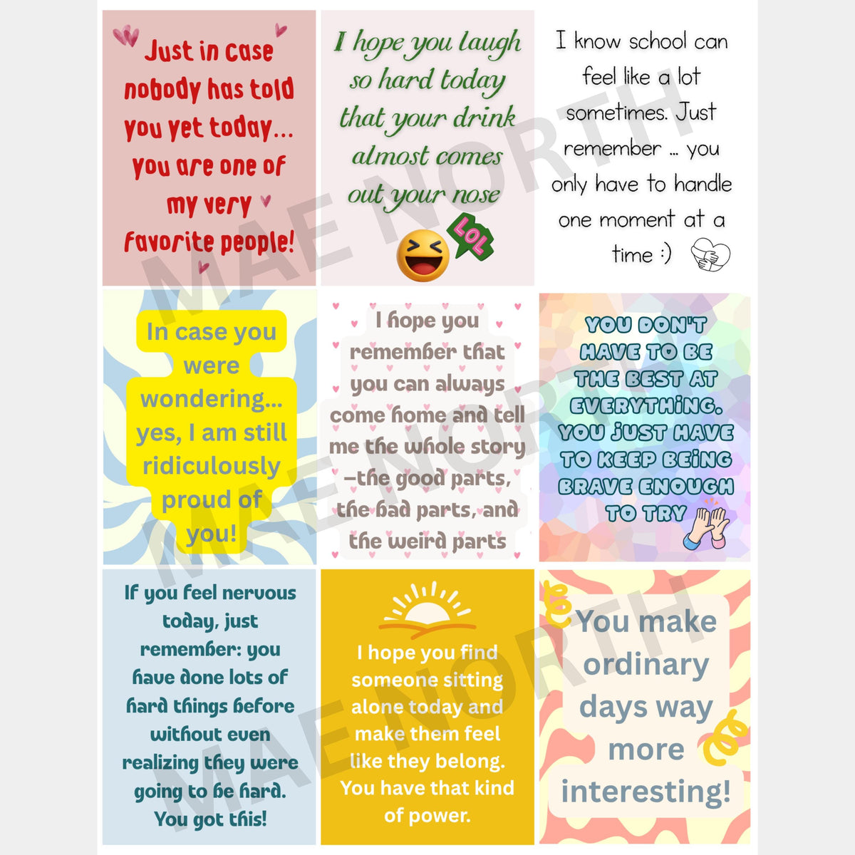 Printable Lunch Box Notes for Kids | 27 Designs