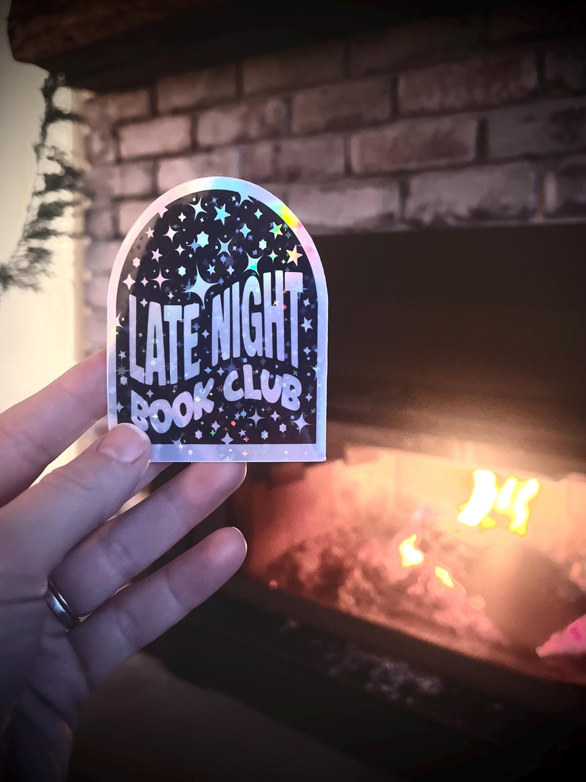 Late Night Book Club Sticker – Holographic Vinyl Decal for Laptops, Kindles
