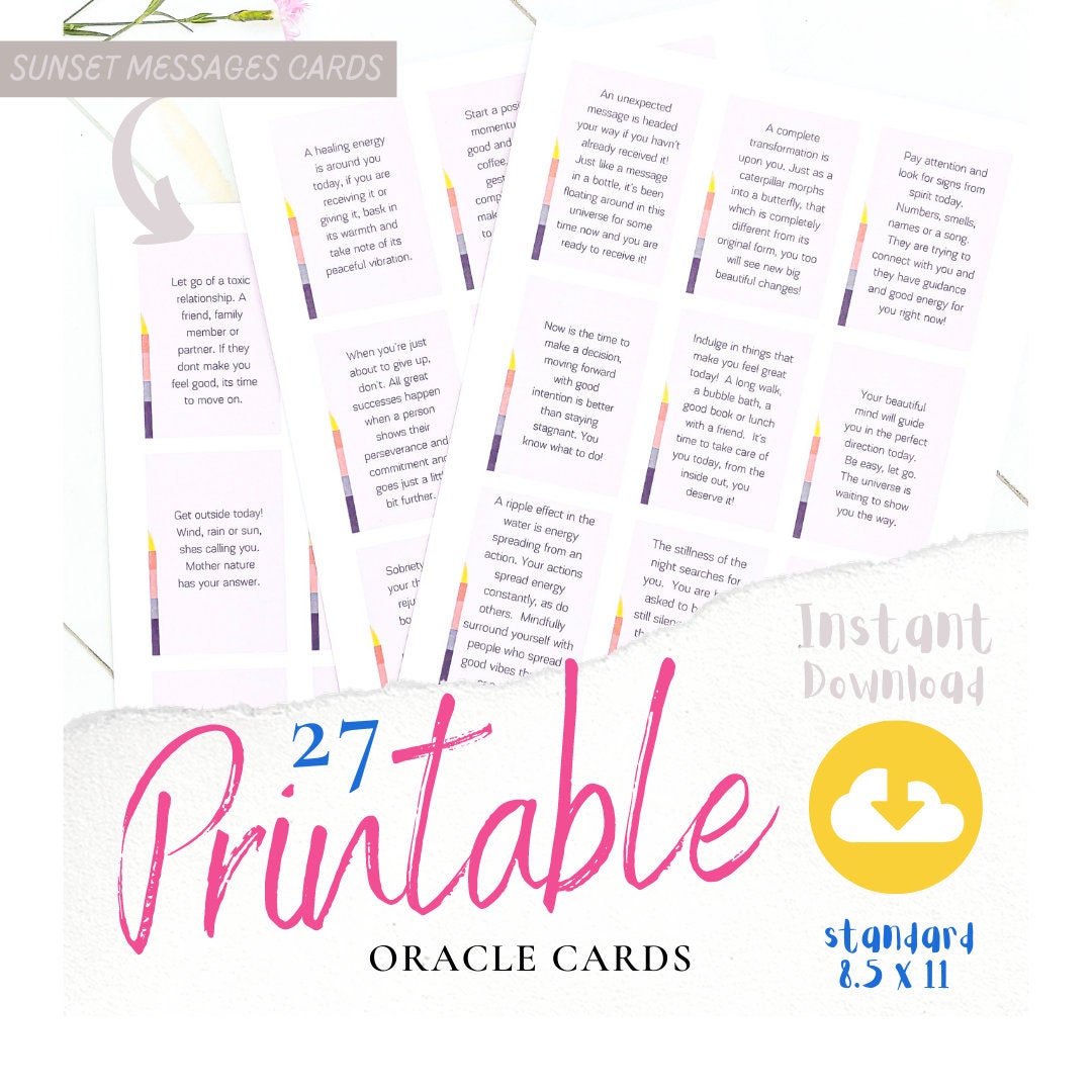 Printable Oracle Card Deck, Affirmation Cards (Digital Download)