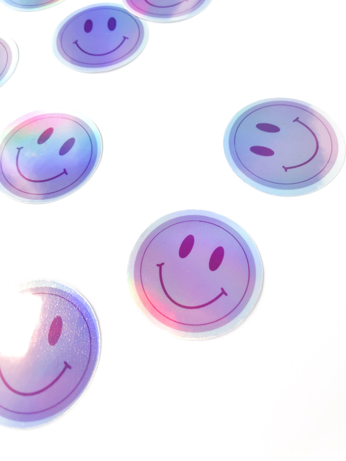 Holographic Smiley Face Sticker Set, Waterproof Vinyl Decals