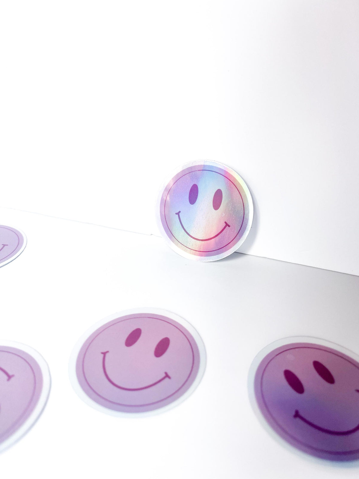 Holographic Smiley Face Sticker Set, Waterproof Vinyl Decals