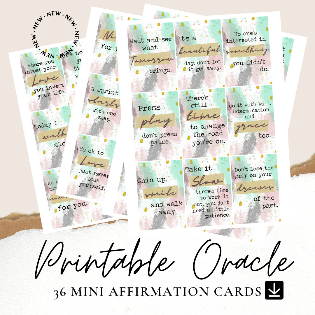 Retro Affirmation Cards | 36 Printable Oracle Cards (PNG Download)