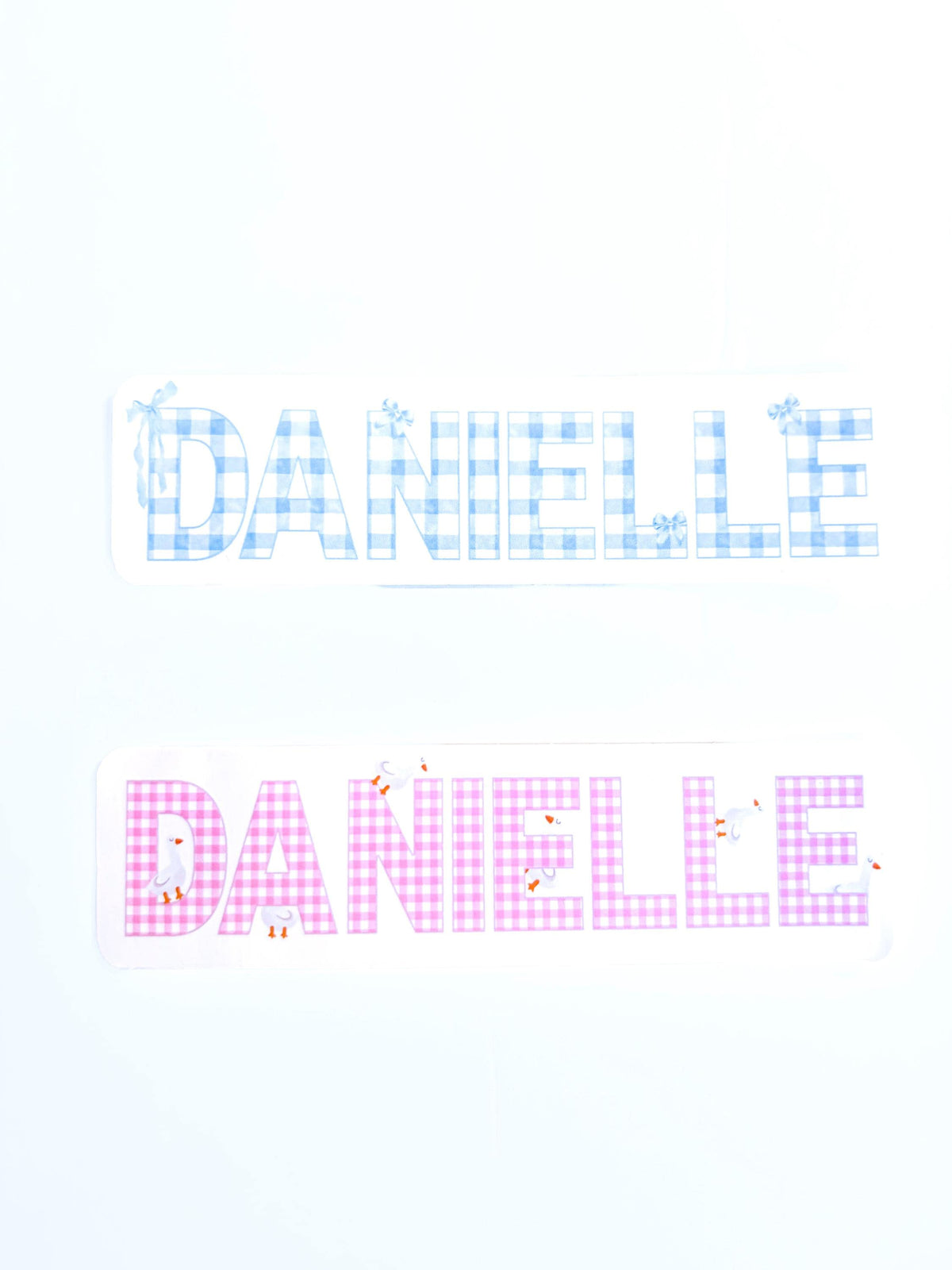 Custom Name Stickers for notebook and water bottle personalized School Supplies first name stickers gingham checkered due cut waterproof