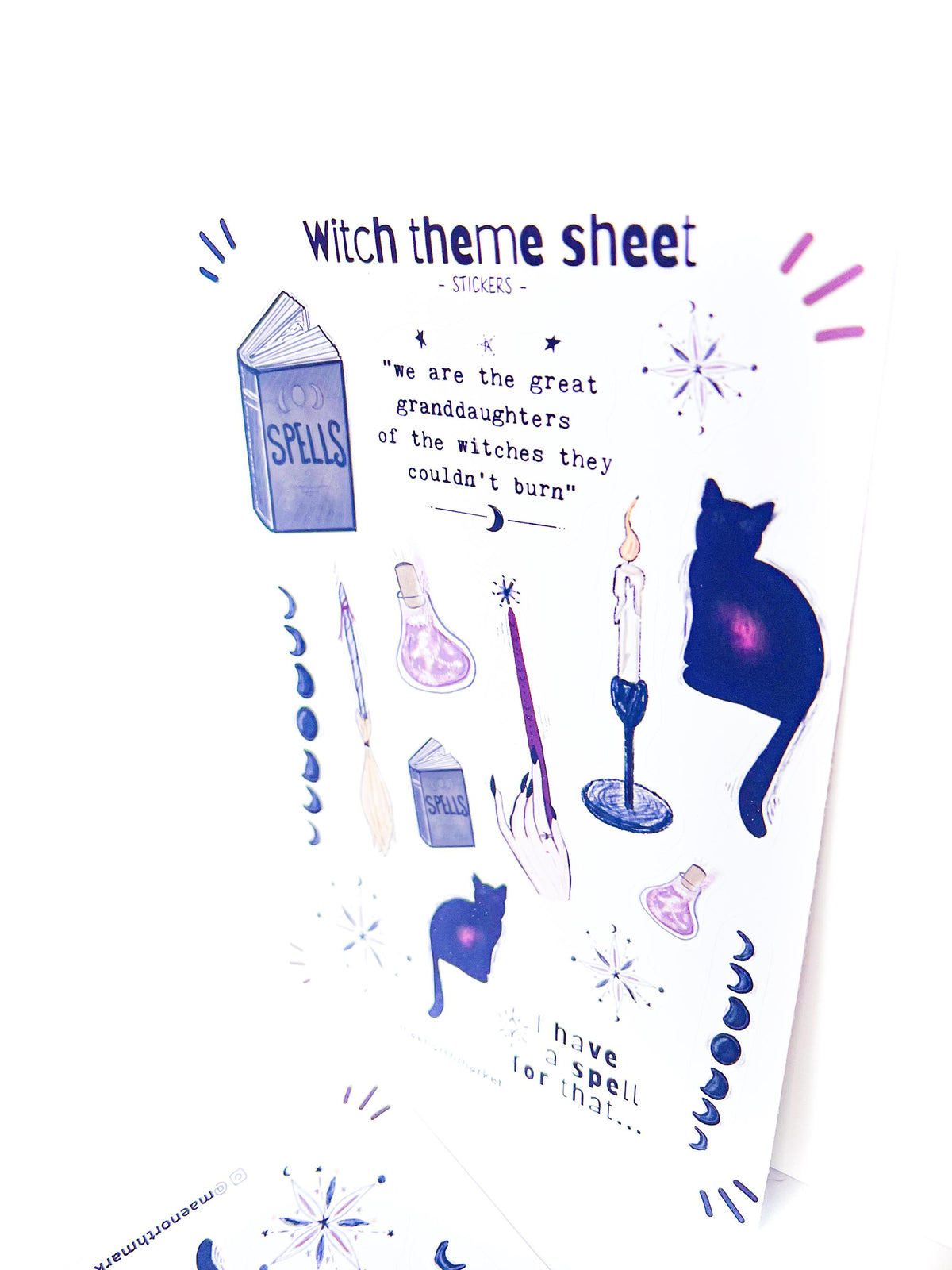 Witch & Black Cat Sticker Sheet | 5 x 7 in