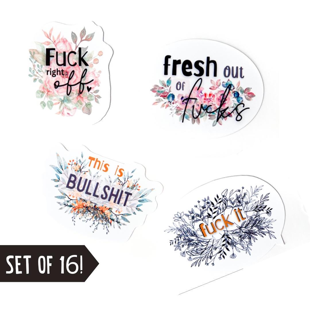 Swear Word Sticker Bundle Funny Adult Humor gift Waterproof Vinyl waterbottle sticker coworker gift funny sticker for friend f word (16 PCS)