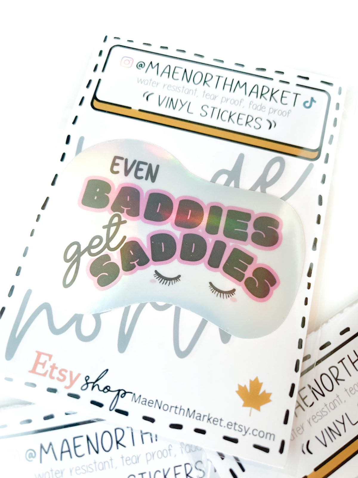 Baddies Get Saddies sticker Holographic Vinyl Sticker, Funny gift trendy shinny waterbottle sticker waterproof bad bitch die cut sticker
