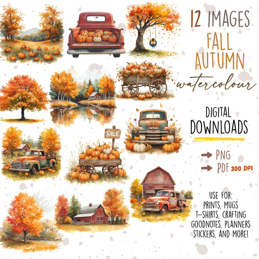 Fall Clipart Bundle: Cozy Autumn PNG Stickers (Digital Download)