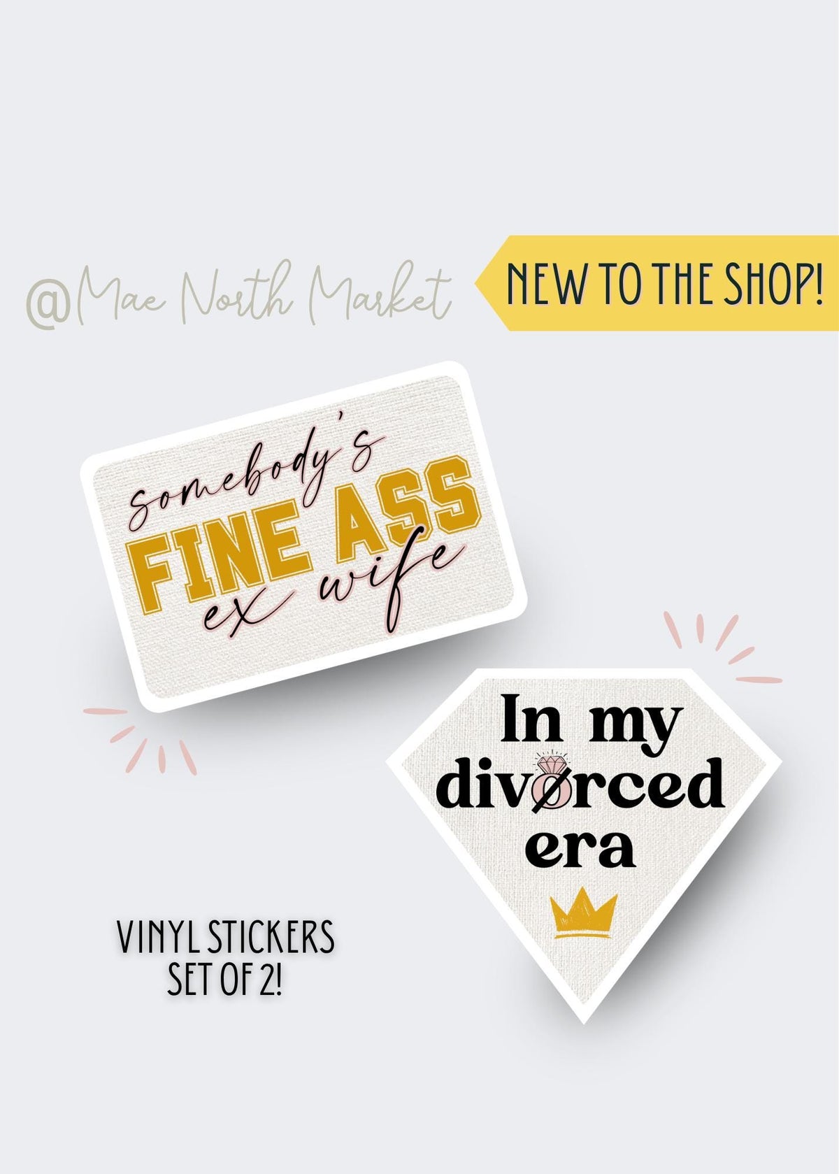 Just Divorced - Funny stickers (2) vinyl sticker pack, somebody's fine ex wife friend gift for breakup, divorced party favour, handmade