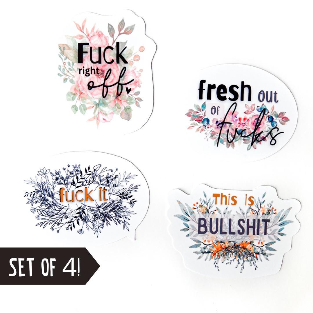 Floral Profanity Sticker Pack | 4 Vinyl Decals