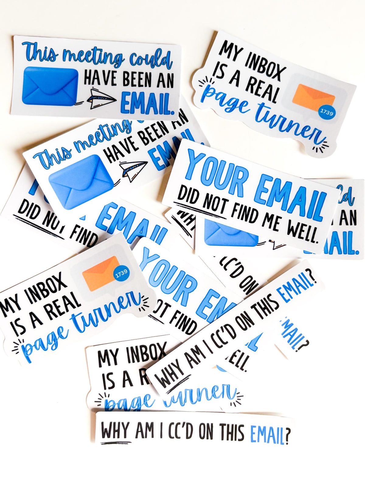 Funny Office Email Stickers (4-Pack), Work Humor Vinyl Decals for Laptops, Water Bottles