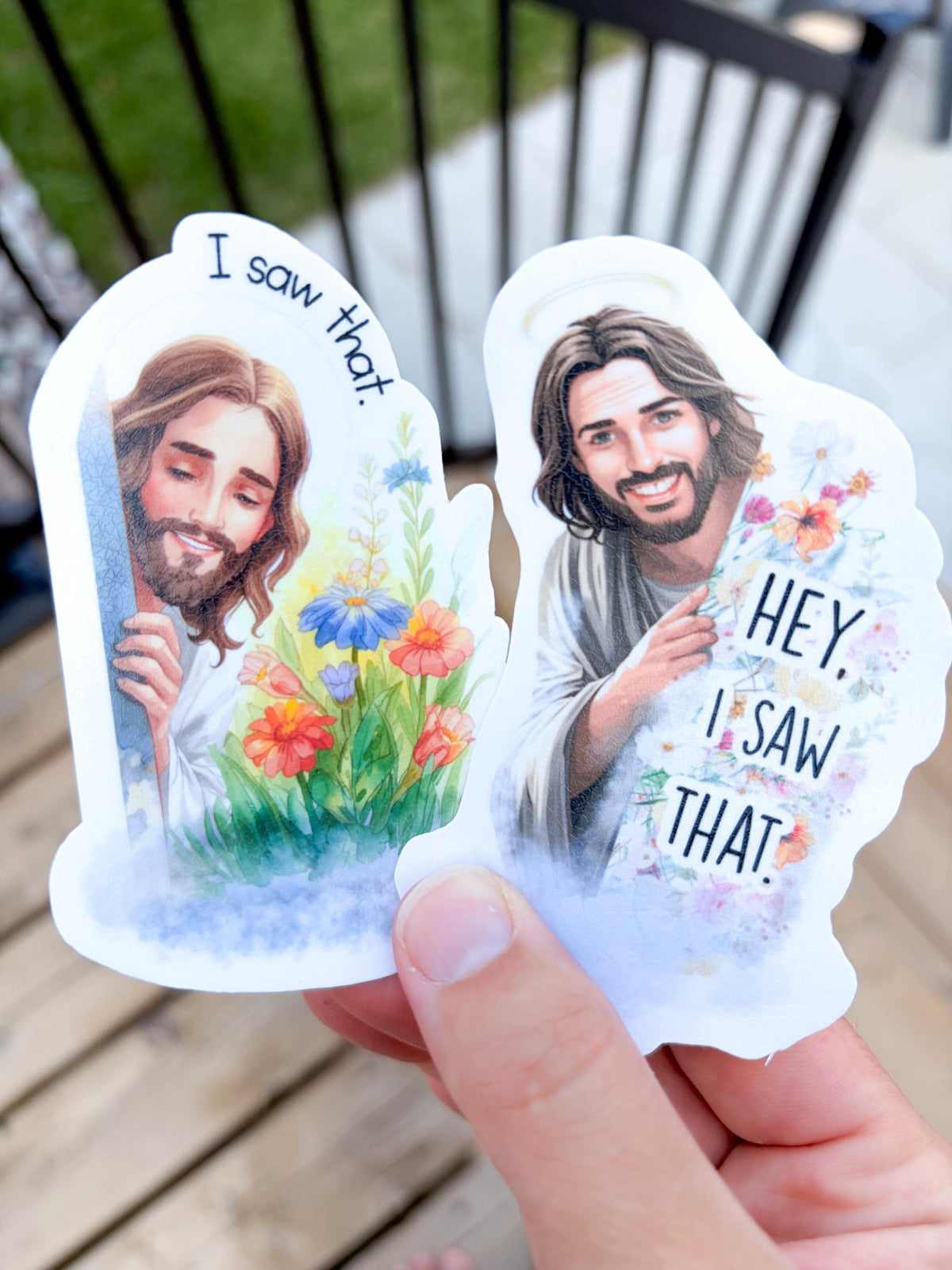 Jesus I Saw That Sticker | Leather Finish Vinyl Decal Laptops, Water Bottle stickers guys