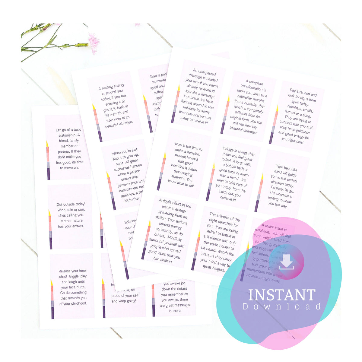 Printable Oracle Card Deck, Affirmation Cards (Digital Download)
