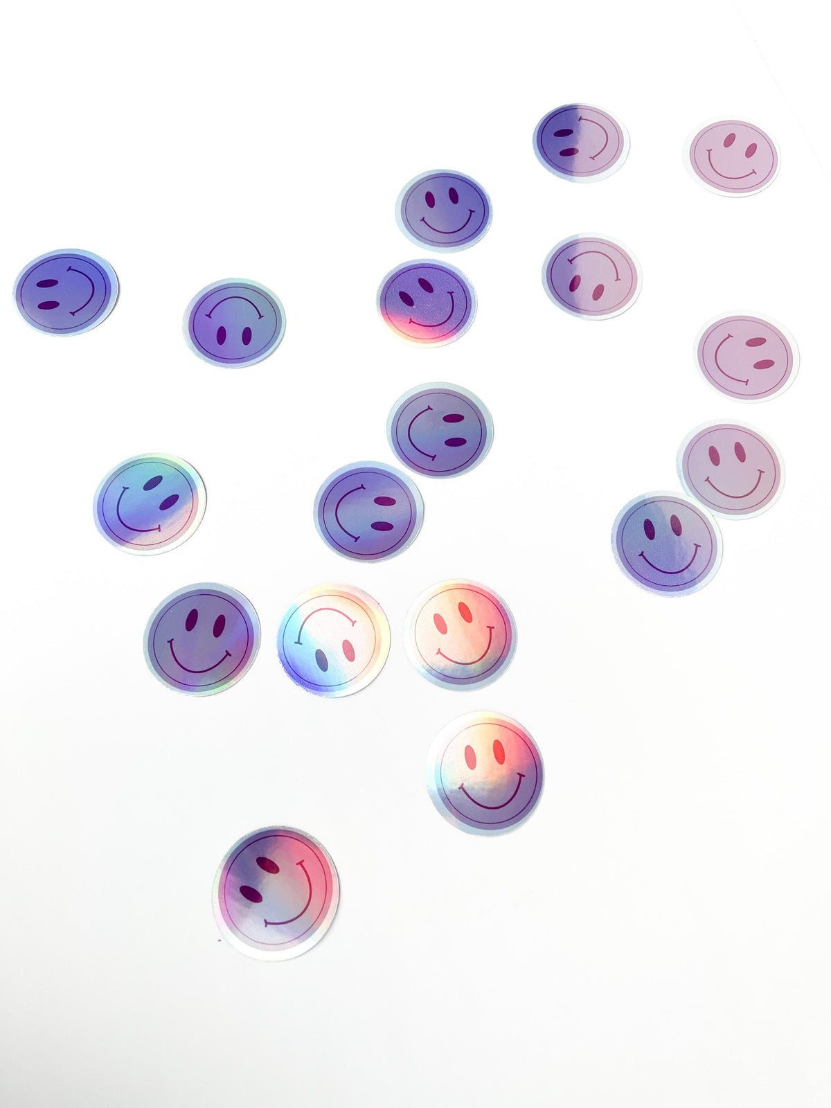 Holographic Smiley Face Sticker Set, Waterproof Vinyl Decals