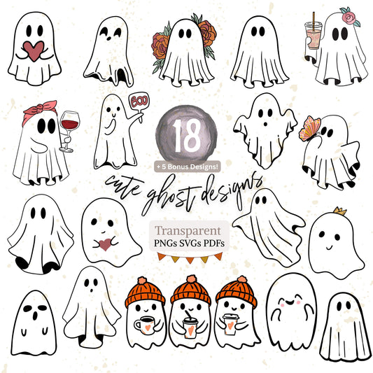 Ghost Clipart bundle for projects Halloween PNG Designs for tshirts ghost stickers digital download mug png for fall products digital bundle